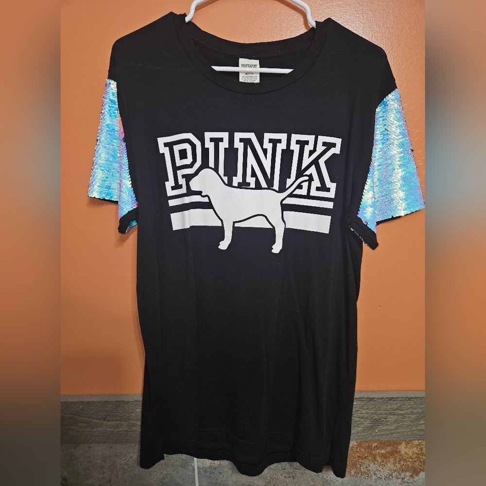 LIKE NEW Women's Med Victoria’s Secret Pink Bling Iridescent/Mermaid Shirt